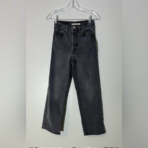 Levi’s ribcage straight ankle jeans women’s 24 washed black high rise straight